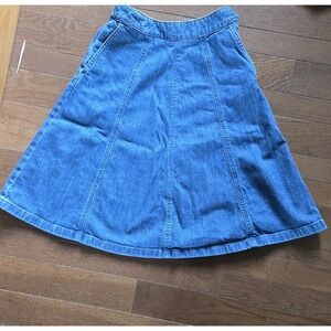 VTG LL Bean Denim A Line High Waisted Skirt Size 4 Petite Stretch 26" Waist